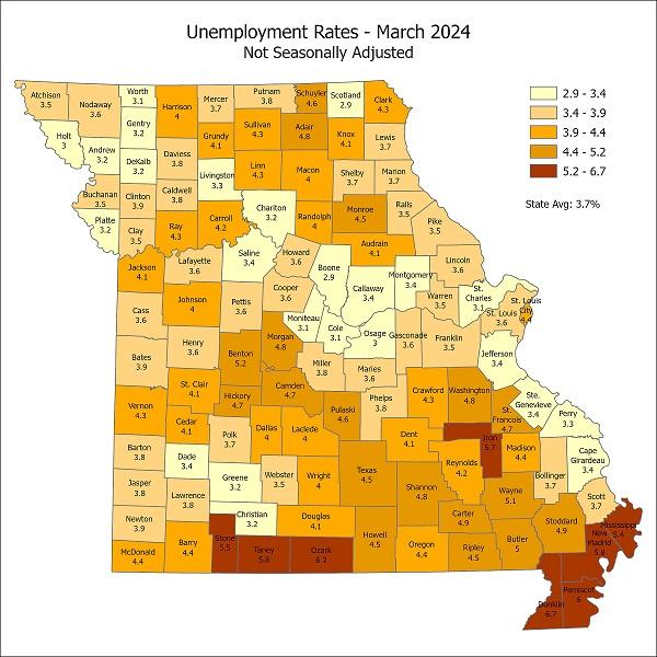 Unemployment Rates Map JPG Image